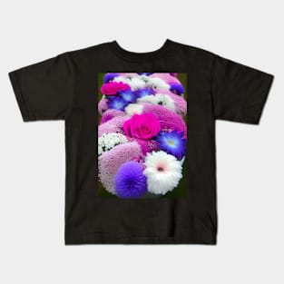 CUTE PINK AND PURPLE AND BLUE FLORAL PRINT Kids T-Shirt